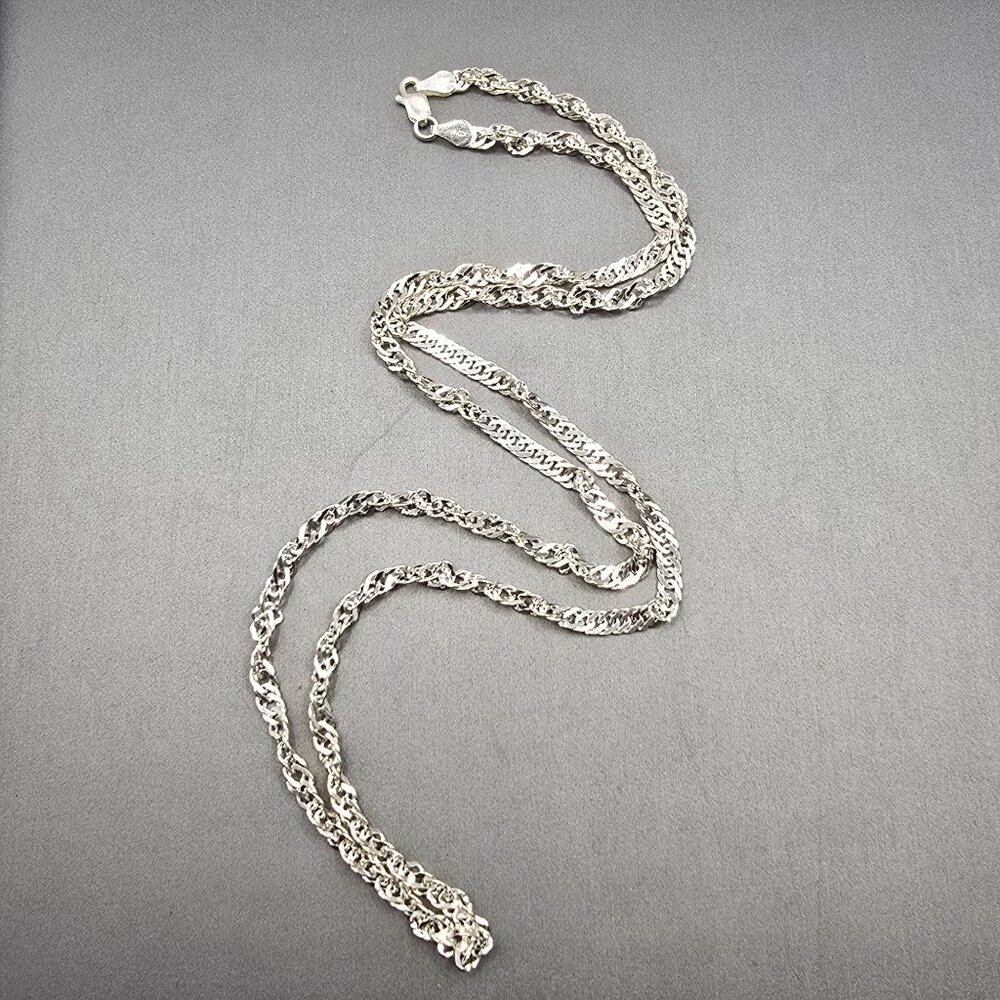 VTG Sterling Silver Twisted Link Chain Necklace 24" Diamond Cut Signed BB Italy - Picture 9 of 9